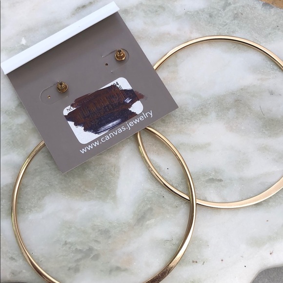 CANVAS GOLD PLATED HOOP EARRINGS - Picture 4 of 4